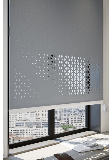 Neya Lazer Kesim Mat Stor Perde, Lazer Kesimli Modern Serisi, M-1004 Antrasit Renk