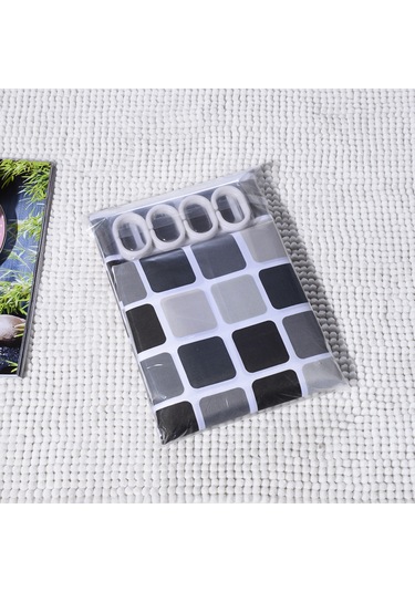 Symbee Su Geçirmez Banyo Perdesi - 150x200cm Kalın Polyester Kumaş, 10 Adet Askılı Gri