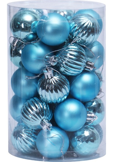 Vkemall Mavi Noel Topları Seti 4cm - 34 Adet Polistiren Ağaç Dekorasyonu