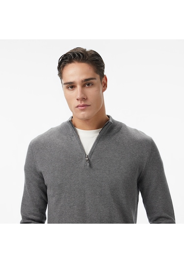 Nautica Erkek Gri Classic Fit Kazak Düz S57104t Gri