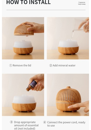 Leezsing 180ml Uçucu Yağ Difüzörü Buharlı Nemlendirici Difüzör 7 Renkli Işıklar Sessiz Otomatik Kapanma Nemlendirici Usb Powered