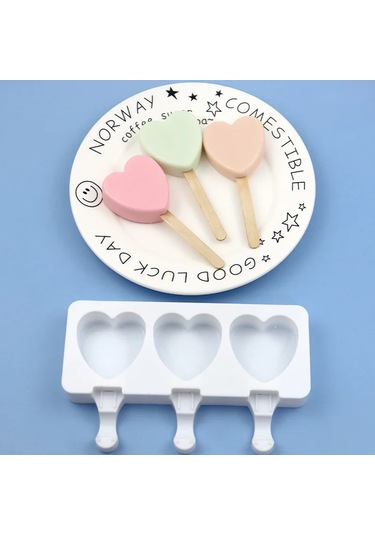 3 Kavite Aşk Kedi Pençesi Dondurma Kalıp Gıda Sınıfı Silikon Beyaz