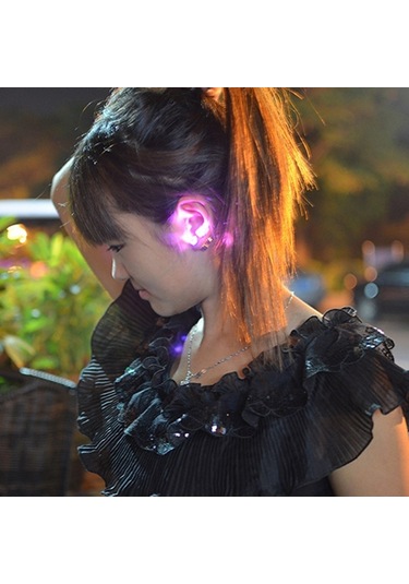 1 Çift Moda Led Küpe Parlayan Işık Up Elmas Küpe Saplama Yeşil