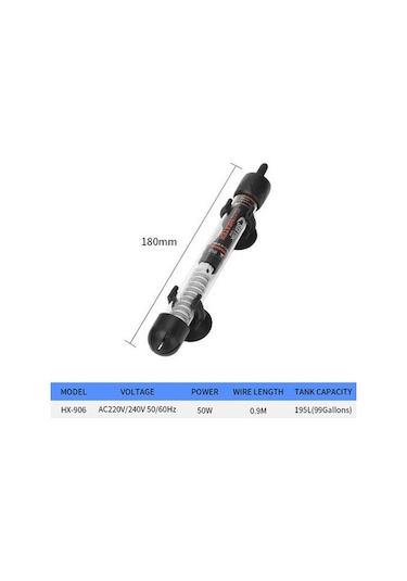 Agoodshop Hx-906 50w Stili Akvaryum Otomatik Sabit Sıcaklık Kaplumbağa Isıtıcı Bitki Mını Isıtıc