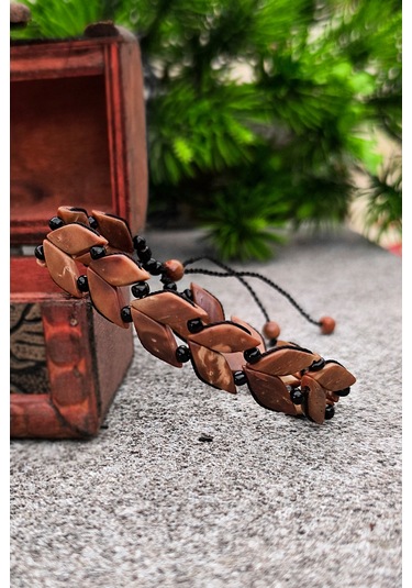 Erkek Kuka Bileklik Başak Model Bileğe Göre Ayarlanabilir Unisex Bt009 Kahverengi