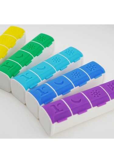 4 Bölmeli İlaç Kutusu Magnet Özellikli Mavi