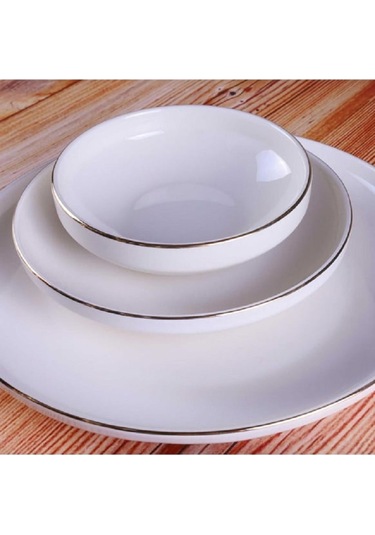 Porselen Elif 24 Parça Altın File-star Yemek Takımı