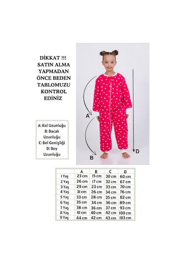 Kız Erkek Çocuk Kalın Elyaf Dolgulu Premium Kalite 2.5 Tog Desenli Uyku Tulumu Fuşya