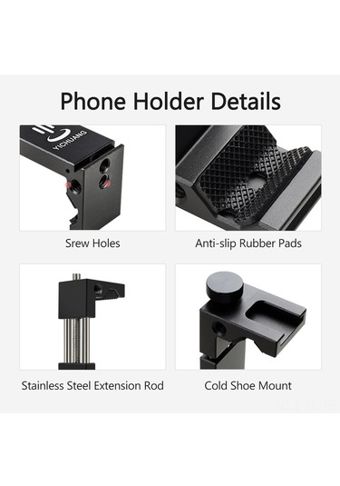 Hombey Alüminyum Telefon Tutucu Soğuk Ayaklı, 1/4 Vida Delikli, 6.5-9.5cm Aralığında, Dayanıklı, Cnc İşlemlı, Telefonları Çizik Yapmayan