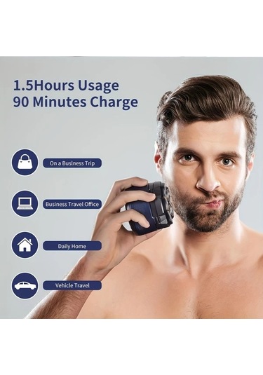 Xuweiwei Mavi 6d Erkek Elektrikli Kel Bas Kesme Makinesi Kablosuz Sarj Edilebilir 6 Yuzen Bicak Kisa Saclar Seyahat Icin