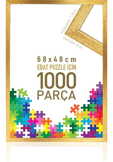 Sar Puzzle Çerçevesi Altın 1000 Parça İçin Ebat 68x48cm