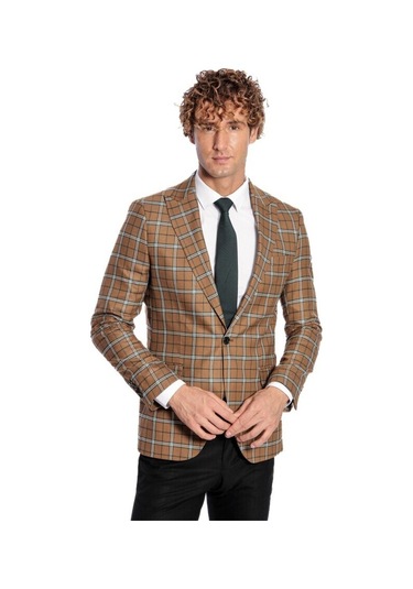 Ekose Kahverengi Erkek Ceket 001