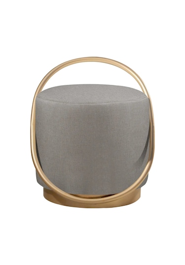 Loop Serisi Puf, Metal Halkalı Puf, Makyaj Oturağı ,puf Bench Montajsız Oturak Gold Metal Ayaklı Antrasit