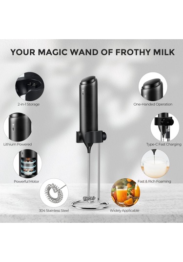 Kangvka Hızlı Şarjlı Duvar Tipi Süt Köpürtücü Ve Karıştırıcı - E Modeli