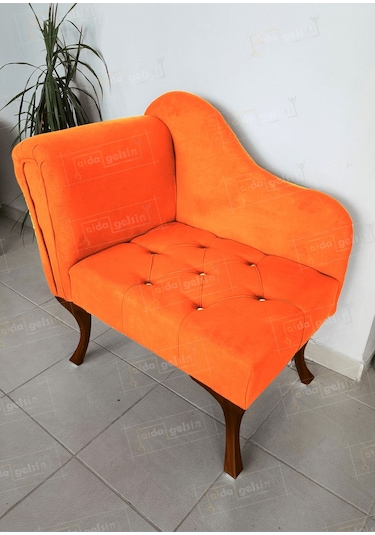 Yeni Model Tekli Köşe Koltuğu Josefin Bench Ceviz Ayak Laci