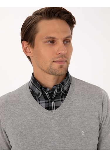 Pierre Cardin Erkek Açık Gri Melanj Kazak /triko 50314190-vr091 Açık Gri Melanj