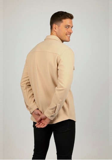 Deepsea Erkek Bej Kaşe Ceket Mont Rahat Kesim Cepli Çıtçıtlı Ceket 2500559 Bej