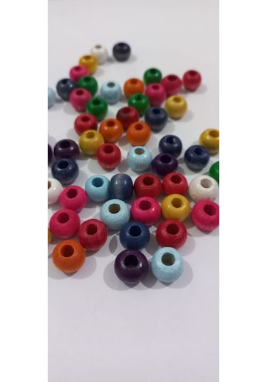 Renkli Yassı Ahşap Pul Boncuk 25 Gr. 8mm 01