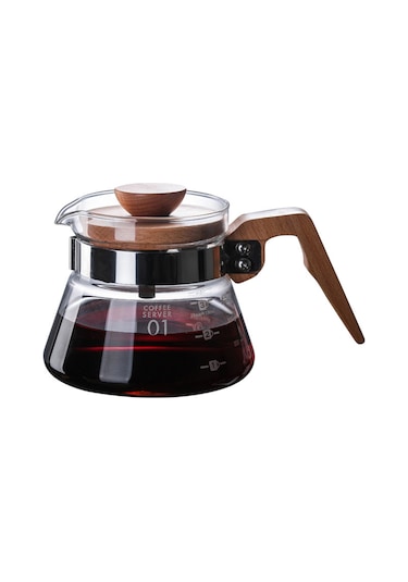 Padalink 400ml Cam Ve Ahşap Kahve Servisi - Net Ölçekli, Kolay Kullanım Ve Temizlik, Modern Tasarım, Dripper İçin Ideal Diğer