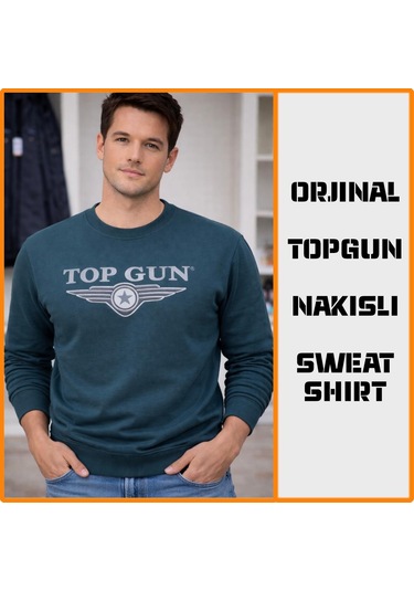 Top Gun Nakıslı Sweat Petrol Petrol