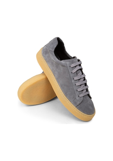 Deery Erkek Gri Hakiki Süet Sneaker Ayakkabı - 02018mgrıc04
