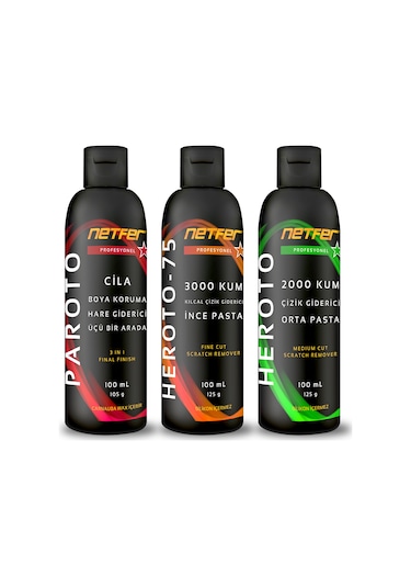 Netfer 3'lü İnce Orta Pasta Cila Set - 3x100 Ml