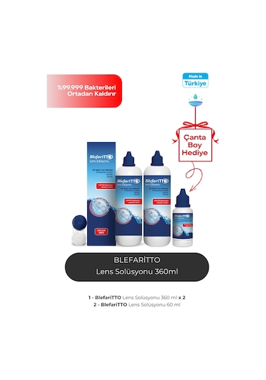 Tto Blefaritto 2 Adet 360 Ml Lens Solüsyonu + Çanta Boy Tto 60 Ml Çanta Boy