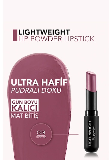 Flormar Lightweight Lip Powder Kurutmayan Mat Stick Ruj 008 Lucky Me