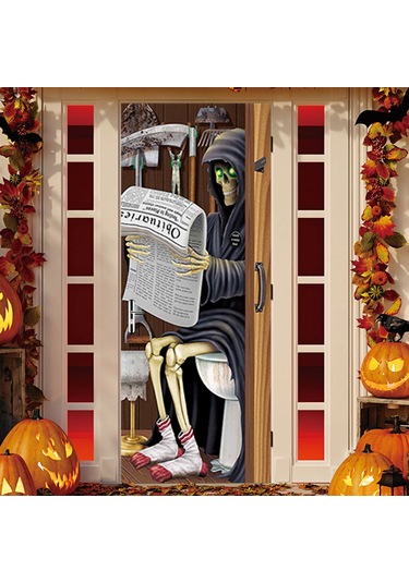 Youmex Halloween Pvc Duvar/door Stickerleri 2 Adet - Korku Atmosferi Oluşturucu, Kolay Uygulama, 200x38.5cm Toplam 77x200cm Diğer