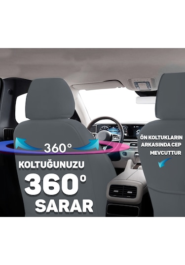 Minderland Fa Serisi - Volkswagen Amarok İle Uyumlu Koltuk Kılıfı, Tay Tüyü / Füme