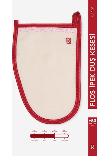+80 Factor Kırmızı Kalın Banyo Duş Kesesi Peeling Eldiveni %100 Floş İpek Premium Kadın Ve Erkekler