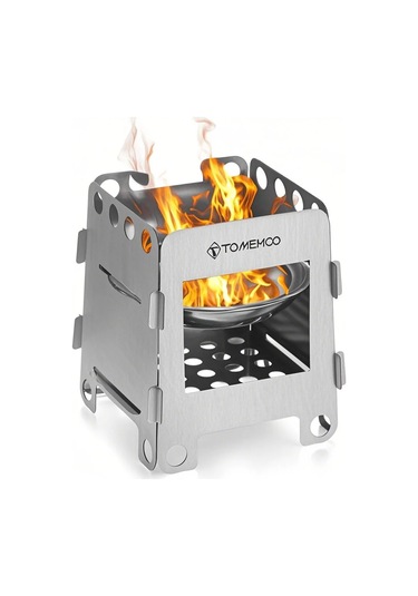 Geeksen Stainless Steel Kamp Fırını Seti: Odun Ve Alkolle Çalışır, Izgara Ağı + Fritöz Tepsisi, Outdoora Uygun Gümüş