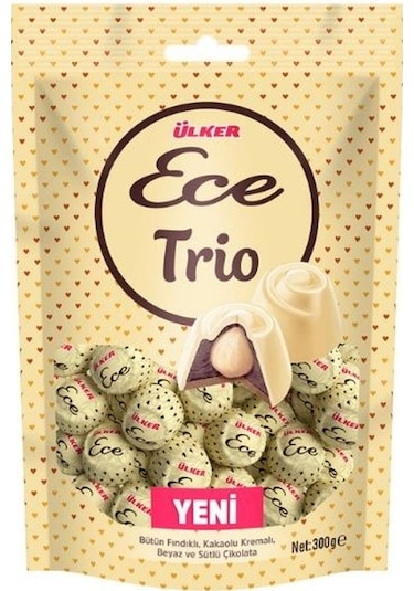 Ülker Ece Trio Bütün Fındıklı Beyaz Ve Sütlü Çikolata 300 G