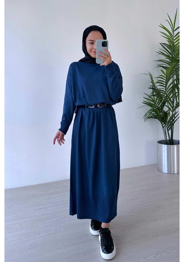 Merserize Elbise - Petrol Petrol Mavi