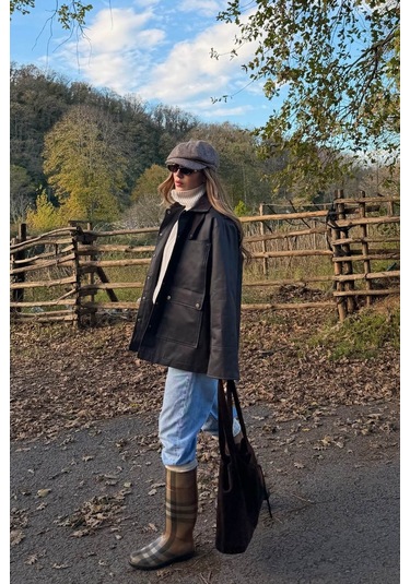 Kahverengi Kadife Ek Yaka Detaylı Mont - 5132 Kahverengi