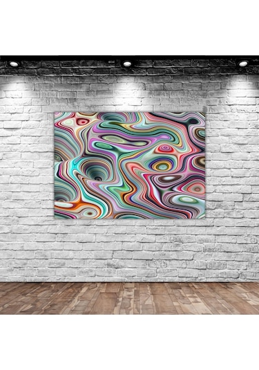 Bk Home Üç Boyutlu Soyut Dalgalı Çizgiler Tasarımlı Kanvas Tablo 70x100cm-1