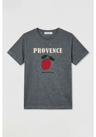 Itsbasic Kadın Gri W5 Oversize Baskılı %100 Pamuk T-shirt