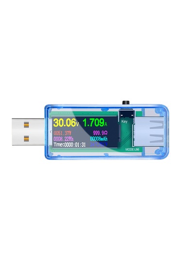 Maiyame Usb Akım Voltaj Güç Testeri, Renkli Ips Ekranlı, Transparan Mavi Kasa, Gerçek Zamanlı Ölçüm
