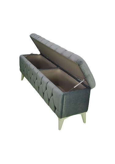 Vavonni Sandıklı Puf Bench Puf 140 CM Krem A+ Kalite