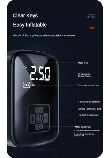 Jialan Araba Şişirme Taşınabilir Hava Kompresörü