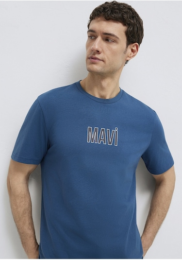 Mavi - Mavi Logo Baskılı Mavi Tişört 0613186-70764 Mavi