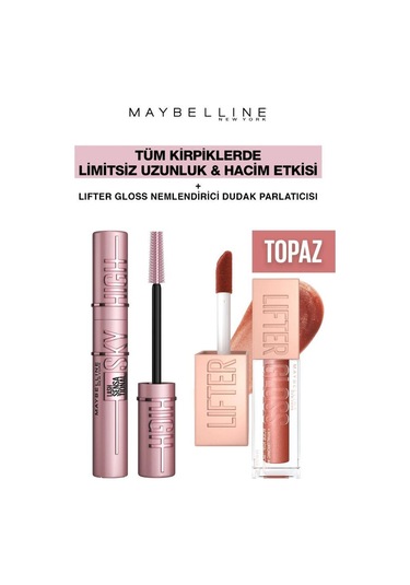 Maybelline Sky High Dev Limitsiz Kirpikler-Işıltılı Dolgun Dudaklar Makya Seti 009 Topaz