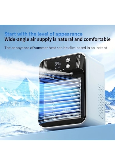 Motion003 Beyaz Taşınabilir Usb Mini Hava Soğutucu Fan Nemlendirici Kompakt Masaüstü Soğutma Cihazı Şarj Edilebilir 85db Altı Sessiz