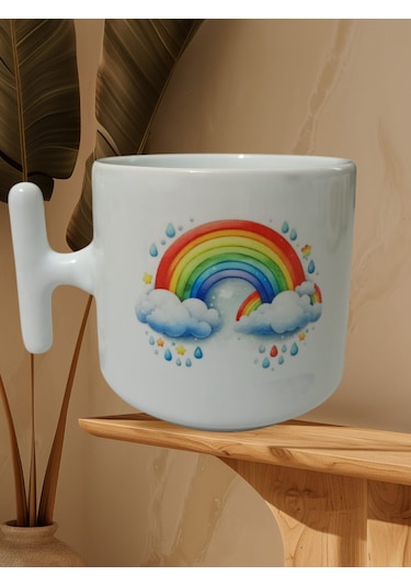 Gökkuşağı Çift Taraf Baskılı Kupa Bardak Beyaz T