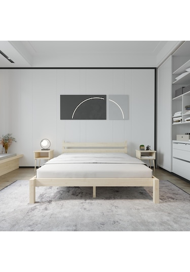 Letto Model Vernikli Çam Ahşap Karyola-113 150 x 200 CM