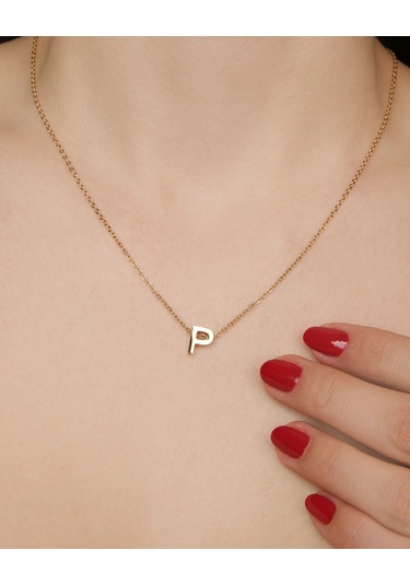 Lekka Design Kadın Kararmaz Çelik Takı P Harf Kolye