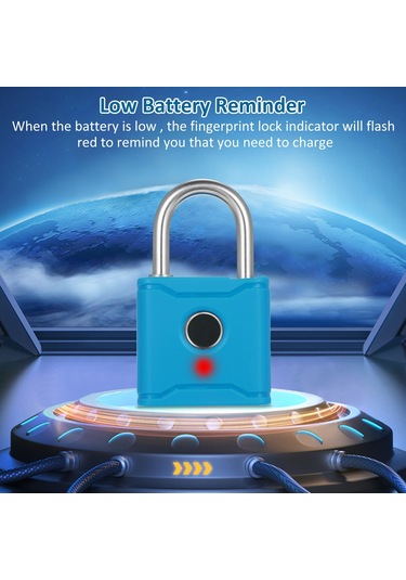 Hallow-t1004d Akıllı Bt Parmak İzi Asma Kilit Şarj Edilebilir,mavi