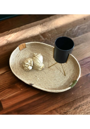 Hasır Sepet, Oval Jüt Sepet, %100 Doğal Hasır Sepet, Çok Amaçlı Dekoratif Hasır Sepet, Organizer