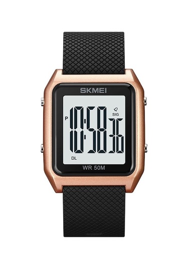 Skmeı 1866 Kare Büyük Ekran Erkek Çelik Kemer Çok İşlevli Gece Lambası Çalar Saat Saat Gül Altın Beyaz Makine Kahverengi Kahverengi