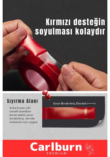 Bant Güçlü Şeffaf Montaj Yapıştırma Meg Çift Taraflı Akrilik Silikonize Bant 18 Mm X 2 Metre